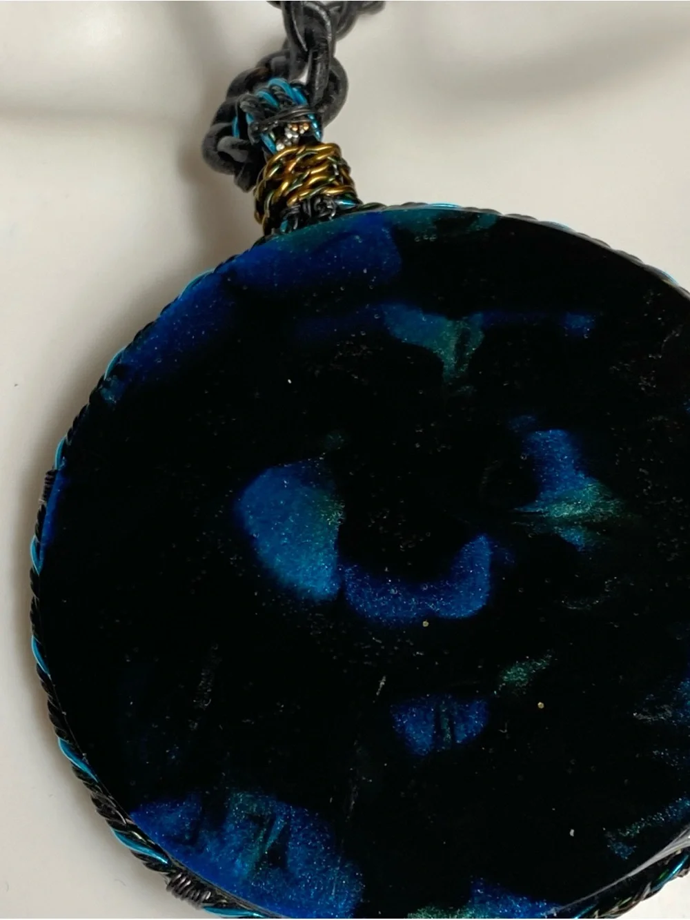 Necklace Cord Leather Big handmade Resin pendant featuring real scorpions